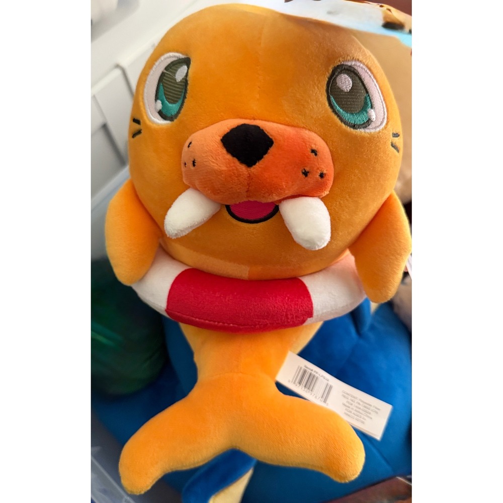 Orange Sealife Seal Plush Toy 8.5 Inch Life Preserver Ring Stuffed Animal New